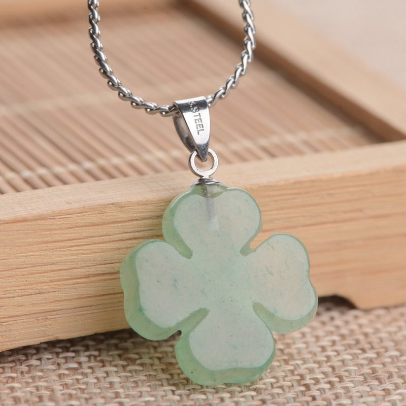iSTONE Green Jade Lucky Four Leaf Clover Heart Pendant 925 Sterling Silver Necklace 18 Inches Fine Jewelry for Women St. Patrick's Day - Image 5